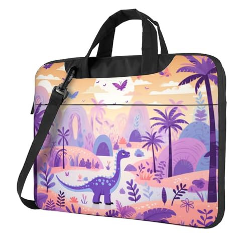 Entemne 13/14/15,6 Zoll Laptoptasche Jurassic Cartoon Dinosaurier Palme Laptop-Hülle für Damen Herren Leicht Wasserabweisend Computer Tablet Schultertasche Aktentasche, multi, 13 inch von Entemne