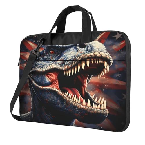 Entemne Aniaml Laptoptasche mit Dinosaurier-Flagge, Sternkunst, für Damen und Herren, leicht, wasserabweisend, für Computer, Tablet, Schultertasche, Aktentasche, multi, 14 inch von Entemne