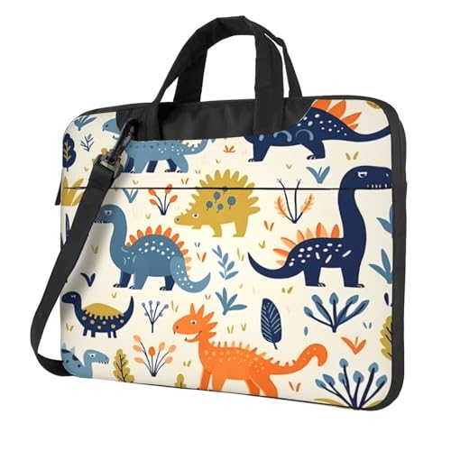 Entemne Laptoptasche, 33 cm (13 Zoll), süßes Dinosaurier-Muster, Laptop-Hülle für Damen und Herren, leicht, wasserabweisend, Computer-Tablet-Umhängetasche, Aktentasche, multi, 13 inch von Entemne