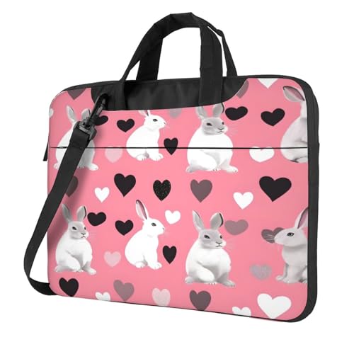 Entemne Laptoptasche Aniam Rabbit Valentines Hearts Laptop Sleeve Case für Damen Herren Leicht Wasserabweisend Computer Tablet Schultertasche Aktentasche, multi, 13 inch von Entemne