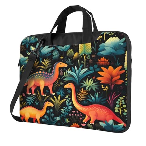 Entemne Laptoptasche mit Cartoon-Dinosaurier-Motiv, für Damen und Herren, leicht, wasserabweisend, für Computer, Tablet, Schultertasche, Aktentasche, multi, 13 inch von Entemne