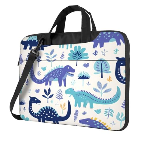 Entemne Laptoptasche mit Cartoon-Dinosaurier-Motiv, für Damen und Herren, leicht, wasserabweisend, für Computer, Tablet, Schultertasche, Aktentasche, multi, 15.6 inch von Entemne