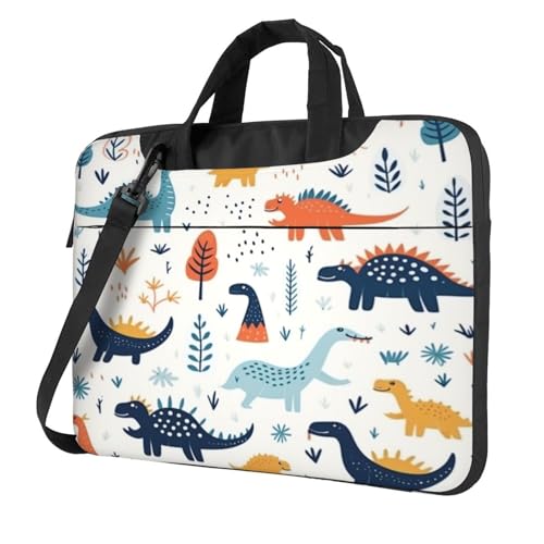 Entemne Laptoptasche mit Cartoon-Dinosaurier-Muster, für Damen und Herren, leicht, wasserabweisend, für Computer, Tablet, Schultertasche, Aktentasche, multi, 15.6 inch von Entemne