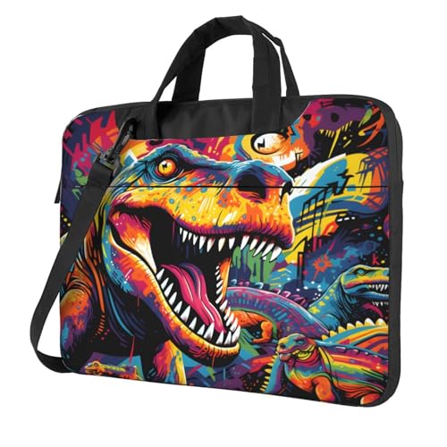 Entemne Laptoptasche mit Dinosaurier-Graffiti-Kunstmalerei, Laptop-Hülle für Damen und Herren, leicht, wasserabweisend, für Computer, Tablet, Schultertasche, Aktentasche, multi, 15.6 inch von Entemne