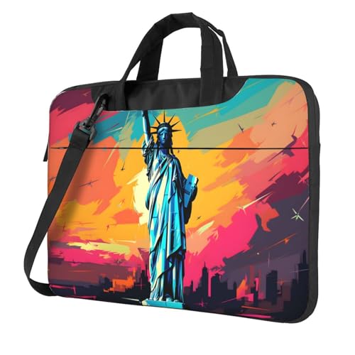 Entemne Laptoptasche mit Freiheitsstatue, Kunst, Malerei, Laptophülle für Damen und Herren, leicht, wasserabweisend, für Computer, Tablet, Schultertasche, Aktentasche, multi, 15.6 inch von Entemne