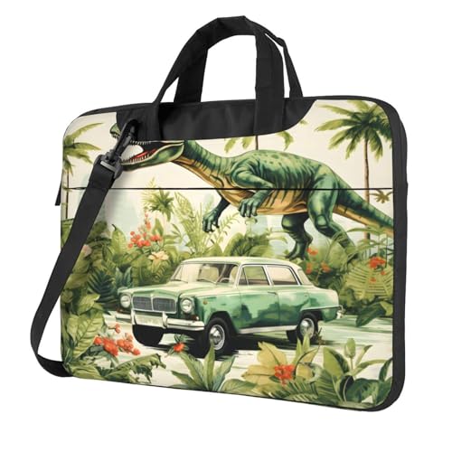 Entemne Laptoptasche mit Tiermotiv, Dinosaurier, Palme, für Damen und Herren, leicht, wasserabweisend, für Computer, Tablet, Schultertasche, Aktentasche, multi, 14 inch von Entemne