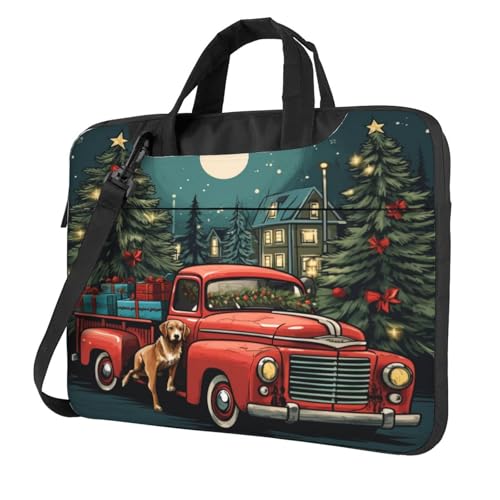 Entemne Laptoptasche mit Weihnachtsbaum, Retro-LKW, für Damen und Herren, leicht, wasserabweisend, für Computer, Tablet, Schultertasche, Aktentasche, multi, 13 inch von Entemne