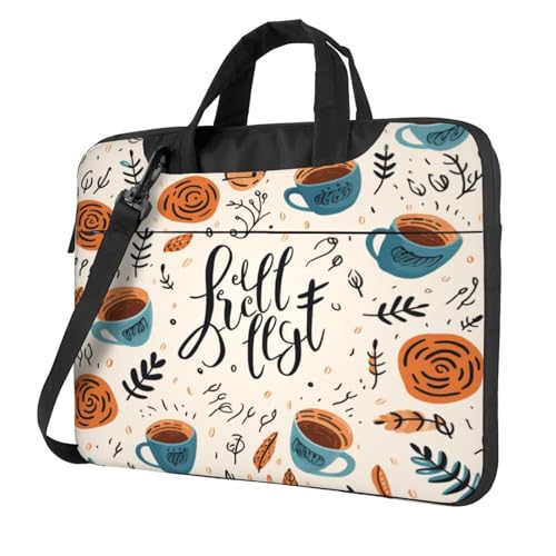 Entemne Laptoptasche mit lustigem Qute But First Coffee-Muster, Laptop-Hülle für Damen und Herren, leicht, wasserabweisend, für Computer, Tablet, Schultertasche, Aktentasche, multi, 15.6 inch von Entemne