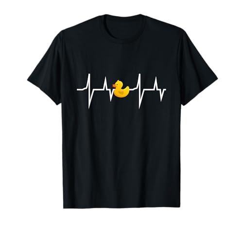 Entenzucht Tier Bauer Enten Herzschlag Ente T-Shirt Schwarz S U-Ausschnitt Klassisches T-Shirt mit U-Ausschnitt und kurzer Ärmel für Unisex-Kinder und -Erwachsene von Entenzucht Tier Bauer Enten