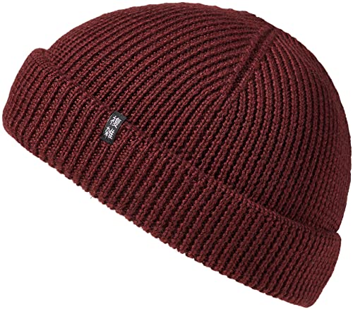 Enter the Complex® Fisherman Beanie, 100% Merino Wolle, Docker Mütze, Fischermütze, Seemannsmütze, Ribbstrick, Damen und Herren, Maroon von Enter the Complex