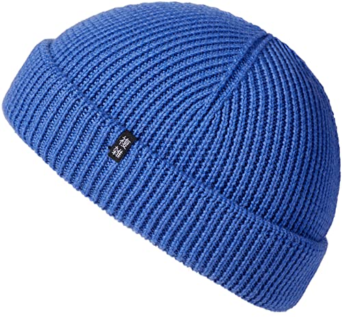 Enter the Complex® Fisherman Beanie, 100% Merino Wolle, Trawler Mütze, Fischermütze, Troyer, Ribbstrick, Damen und Herren, Blau von Enter the Complex