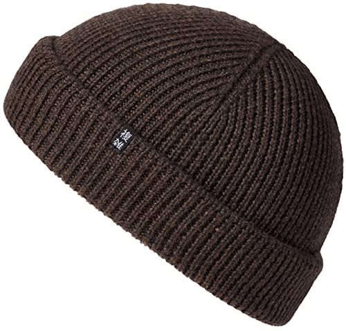 Enter the Complex® Fisherman Beanie, 100% Merino Wolle, Trawler Mütze, Fischermütze, Troyer, Ribbstrick, Damen und Herren, Braun von Enter the Complex