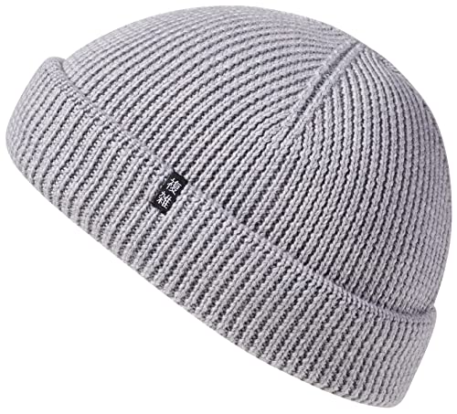 Enter the Complex® Fisherman Beanie, 100% Merino Wolle, Docker Mütze, Fischermütze, Seemannsmütze, Ribbstrick, Damen und Herren, Hellgrau von Enter the Complex