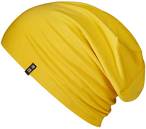 Enter the Complex® Leichte Beanie Mütze, Herren und Damen, Übergangsmütze, Herbst Winter und Frühling Sommer, Dünne Kopfbedeckung, Baumwolle (Jersey), L/XL, Gelb von Enter the Complex