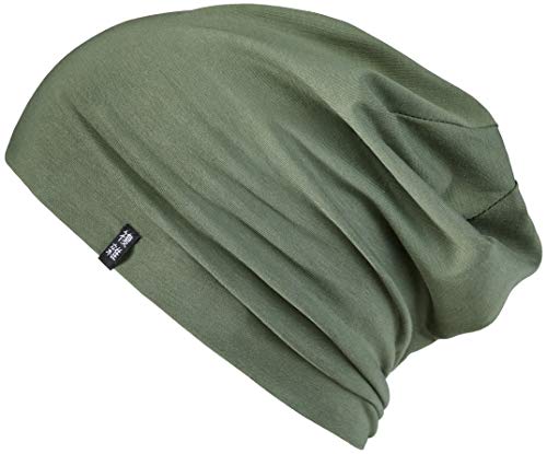 Enter the Complex® Leichte Beanie Mütze, Herren und Damen, Übergangsmütze, Herbst Winter und Frühling Sommer, Dünne Kopfbedeckung, Baumwolle (Jersey), S/M, Olive von Enter the Complex