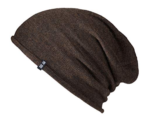 Enter the Complex® Leichte Merino Mütze, Einlagig Gestrickte Slouch Beanie, 100% Merino Wolle, Damen und Herren, Braun von Enter the Complex