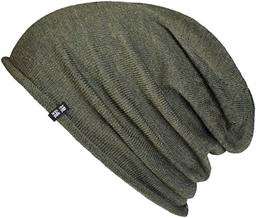 Enter the Complex® Leichte Merino Mütze, Einlagig Gestrickte Slouch Beanie, 100% Merino Wolle, Damen und Herren, Olive von Enter the Complex