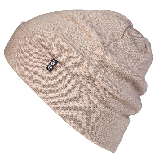 Enter the Complex® Merino Mütze Herren, Beanie Damen, 100% Merino Wolle, Warm und Dünn, Zweilagige Strickmütze, Beige von Enter the Complex