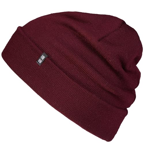 Enter the Complex® Merino Mütze Herren, Beanie Damen, 100% Merino Wolle, Warm und Dünn, Zweilagige Strickmütze, Bordeaux von Enter the Complex