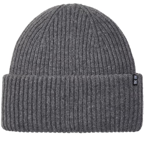 Enter the Complex® Oversize Beanie Mütze, Damen und Herren, Made in Italy, 100% feinste Merinowolle, Gerippt, Anthrazit von Enter the Complex