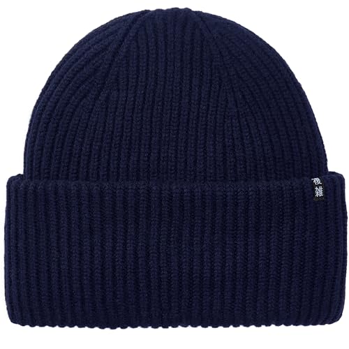 Enter the Complex® Oversize Beanie Mütze, Damen und Herren, Made in Italy, 100% feinste Merinowolle, Gerippt, Navy von Enter the Complex