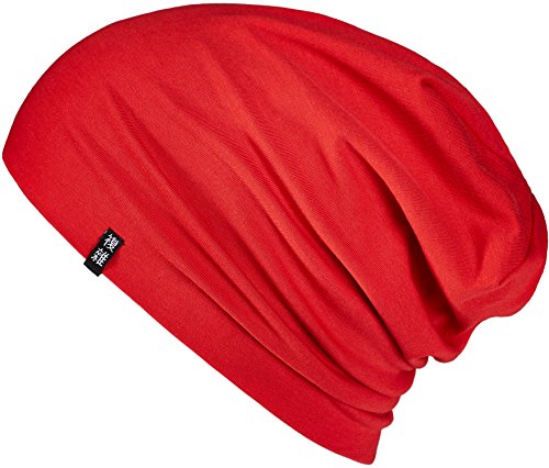 Enter the Complex® Leichte Beanie Mütze, Herren und Damen, Übergangsmütze, Herbst Winter und Frühling Sommer, Dünne Kopfbedeckung, Baumwolle (Jersey), L/XL, Rot von Enter the Complex