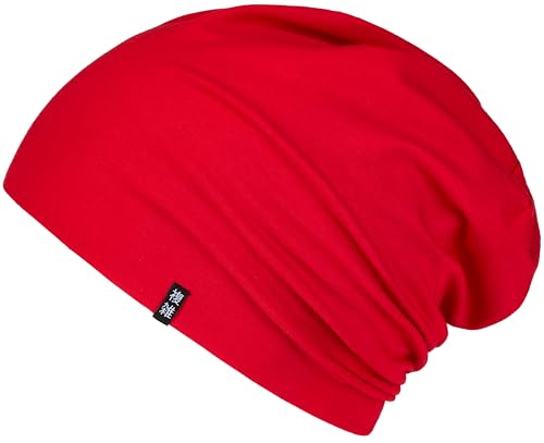 Enter the Complex® Leichte Beanie Mütze, Herren und Damen, Übergangsmütze, Herbst Winter und Frühling Sommer, Dünne Kopfbedeckung, Baumwolle (Jersey), L/XL, Rot von Enter the Complex