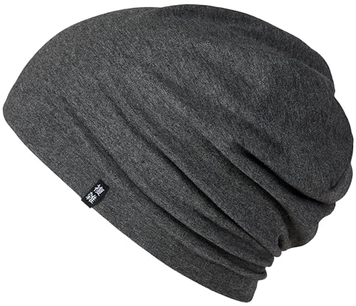 Enter the Complex® Leichte Beanie Mütze, Herren und Damen, Übergangsmütze, Sommer Beanie, Dünne Kopfbedeckung, Baumwolle (Jersey), L/XL, Dunkel Grau Meliert von Enter the Complex