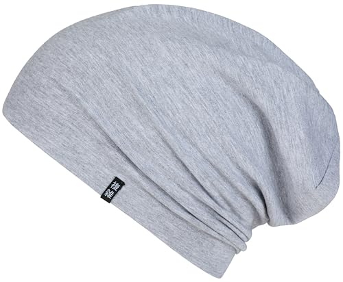 Enter the Complex® Leichte Beanie Mütze, Herren und Damen, Übergangsmütze, Sommer Beanie, Dünne Kopfbedeckung, Baumwolle (Jersey), L/XL, Hell Grau Meliert von Enter the Complex
