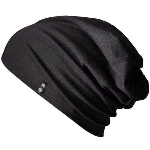 Enter the Complex® Leichte Beanie Mütze, Herren und Damen, Übergangsmütze, Sommer Beanie, Dünne Kopfbedeckung, Baumwolle (Jersey), L/XL, Schwarz von Enter the Complex