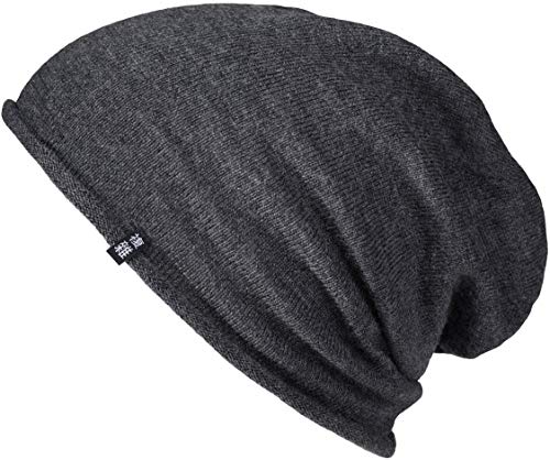 Enter the Complex® Leichte Merino Mütze, Einlagig Gestrickte Slouch Beanie, 100% Merino Wolle, Damen und Herren, Anthrazit von Enter the Complex