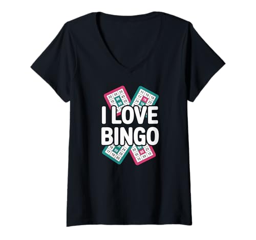 Damen Ich Liebe Bingo-Enthusiasten, leidenschaftlicher Spaß T-Shirt mit V-Ausschnitt Damen Ich Liebe Bingo-Enthusiasten, leidenschaftlicher Spaß T-Shirt mit V-Ausschnitt von Enthusiastic Bingo Fans Collection