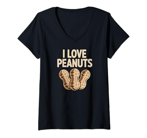Damen Aussage eines Enthusiasten „Ich liebe Erdnüsse“ T-Shirt mit V-Ausschnitt Damen Aussage eines Enthusiasten „Ich liebe Erdnüsse“ T-Shirt mit V-Ausschnitt von Enthusiastic Peanut Lovers Collection