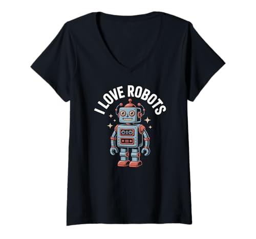 Damen Ich Liebe Roboter-Enthusiasten, lustige Atmosphäre T-Shirt mit V-Ausschnitt Damen Ich Liebe Roboter-Enthusiasten, lustige Atmosphäre T-Shirt mit V-Ausschnitt von Enthusiastic Robotics Fans Loving Robots