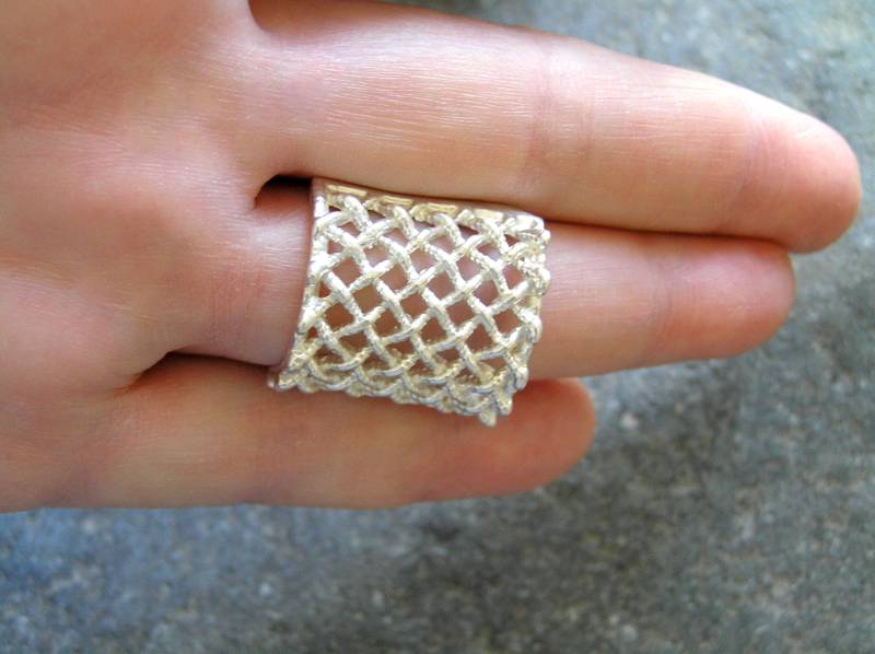 Breites Band Ring.rectangular Gewebt Seil Sterling Silberring. Aussagering Aus Sterlingsilber. Moderne 925 Silber Ring. Cocktail-Ring von Entinalane