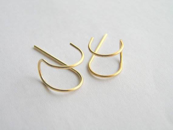 Doppel-Piercing-Ringe. Einfädler Ohrringe. Doppelt Sterling Silber Creolen. Spiralen von Entinalane