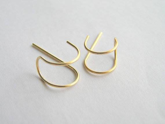 Doppel-Piercing-Ringe. Einfädler Ohrringe. Doppelt Sterling Silber Creolen. Spiralen von Entinalane