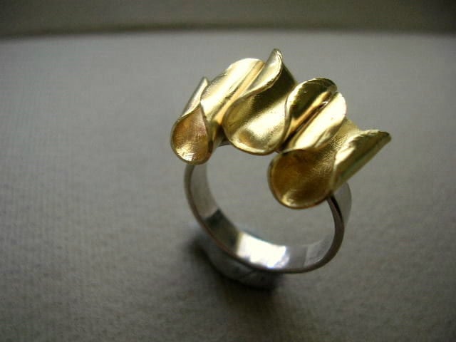 Handgemacht Messing Rüschen Ring Sterling Silber Band Statement von Entinalane