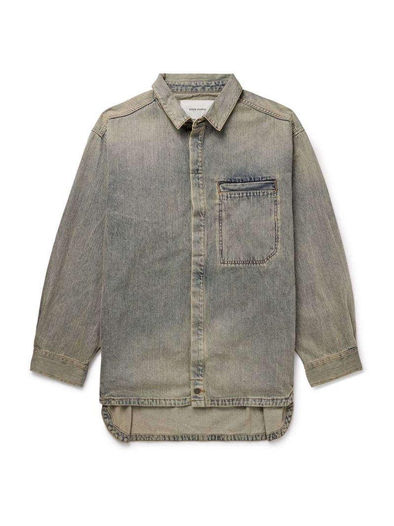 ENTIRE STUDIOS - Herculean Oversized Selvedge Denim Shirt - Men - Blue - M von ENTIRE STUDIOS