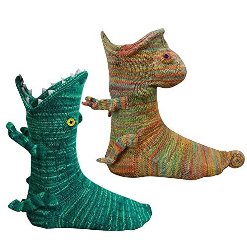 Entireface Krokodil Socken,Funky Knitting Pattern Creative Animal Shape Warme Wintersocken Weihnachten Gestrickte Socken Soft Floor Socks für Winter-Heimwärme von Entireface