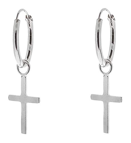 ENTREPLATA Kreuz-Ohrringe aus 925er Sterlingsilber Creolen mit Kreuz-Anhänger Für Dame Frau Herren Unisex Schöne Kreolische Ohrringe mit Kreuzanhänger Sterling Silber Charme Kreuzförmigen Anhängern von ENTREPLATA