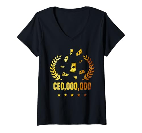 Damen Entrepreneur CEO 000.000 Millionaire Businessman CEO T-Shirt T-Shirt mit V-Ausschnitt Damen Entrepreneur CEO 000.000 Millionaire Businessman CEO T-Shirt T-Shirt mit V-Ausschnitt von Entrepreneur CEO Businessman Millionaire T-Shirt