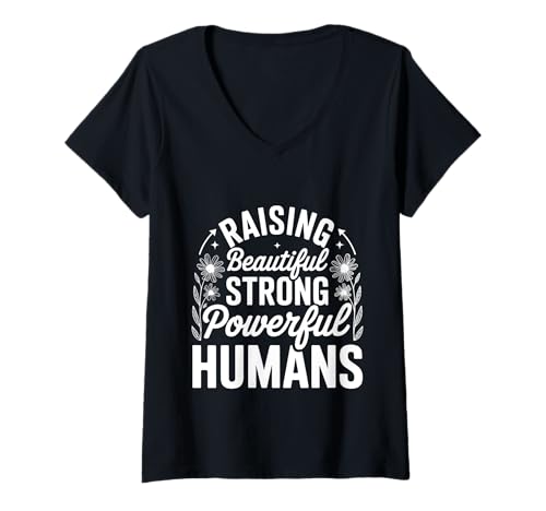 Damen Raising Beautiful Strong Powerful Humans Lehrer - T-Shirt mit V-Ausschnitt Damen Raising Beautiful Strong Powerful Humans Lehrer - T-Shirt mit V-Ausschnitt von Entschlossenes motivierendes Lehrerzitat