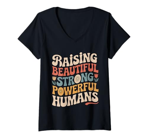 Damen Raising Beautiful Strong Powerful Humans Lehrer - T-Shirt mit V-Ausschnitt Damen Raising Beautiful Strong Powerful Humans Lehrer - T-Shirt mit V-Ausschnitt von Entschlossenes motivierendes Lehrerzitat