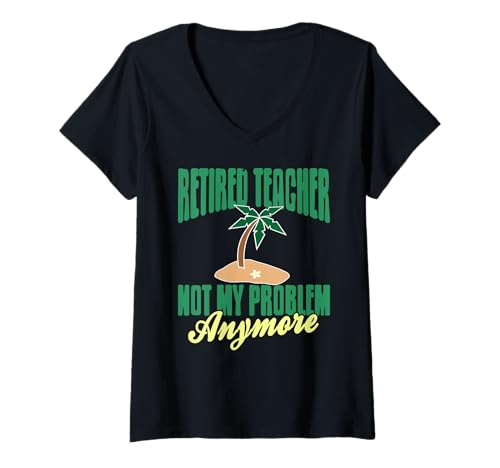 Damen Lehrer im Ruhestand Kein Thema Mehr Witzig T-Shirt mit V-Ausschnitt Damen Lehrer im Ruhestand Kein Thema Mehr Witzig T-Shirt mit V-Ausschnitt von Entspannter Abschied für Pädagogen