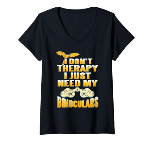Damen Ich Brauche Keine Hilfe Nur Meine Ferngläser T-Shirt mit V-Ausschnitt von Entspannter Spaß Für Vogelbeobachter