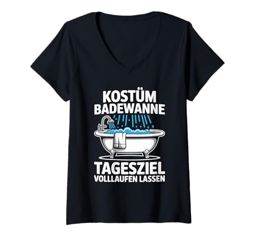 Damen Kostüm Badewanne Tagesziel Volllaufen Lassen Karneval T-Shirt mit V-Ausschnitt Damen Kostüm Badewanne Tagesziel Volllaufen Lassen Karneval T-Shirt mit V-Ausschnitt von Entspannung Badewanne Feierabend Fastnacht