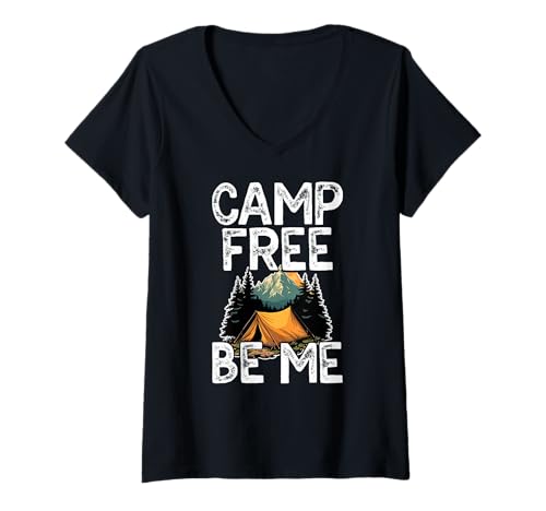 Damen Camp Free Bie Me Forest Naturcamping T-Shirt mit V-Ausschnitt Damen Camp Free Bie Me Forest Naturcamping T-Shirt mit V-Ausschnitt von Entspannung Im Freien Camping Stress Entlasten Die