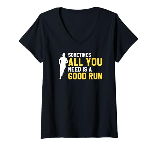 Damen Manchmal brauchst du nur einen richtig Langen Lauf T-Shirt mit V-Ausschnitt von Entspannung und Motivation für Jogger