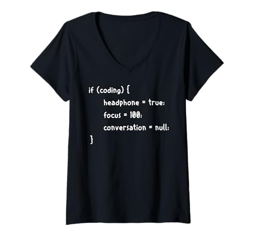 Damen Lustiger Programmierer Code Fokus Modus T-Shirt mit V-Ausschnitt Damen Lustiger Programmierer Code Fokus Modus T-Shirt mit V-Ausschnitt von Entwickler Geek Humor
